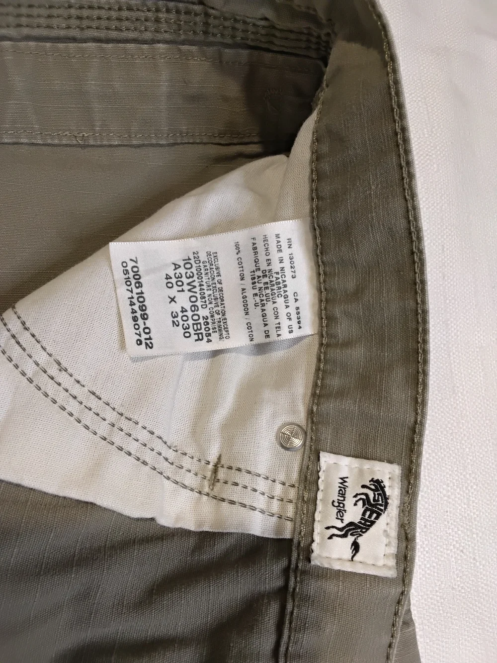 Wrangler Riggs Workwear Men's Cargo Pants in Olive-Taupe Sz 40x32.